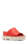 Sorel Joanie Iv Platform Wedge Slide Sandal In Red Glo/sea Salt