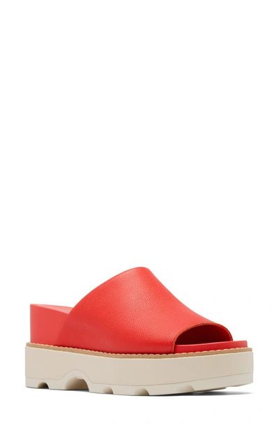Sorel Joanie Iv Platform Wedge Slide Sandal In Red Glo/sea Salt