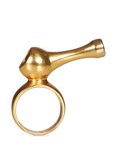 Soshiotsuki Pipe-detail Ring In Gold