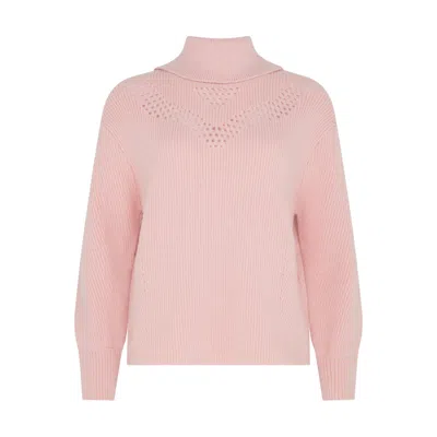 Sour Figs Women's Pointelle-detail Funnel-neck Jumper In Blush Pink