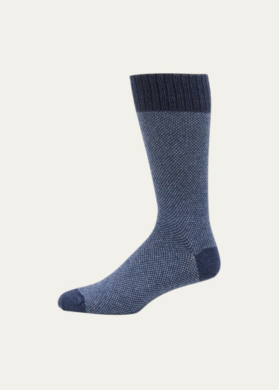 Sozzi Calze Men's Cashmere-blend Mid-calf Socks In V009 Denim