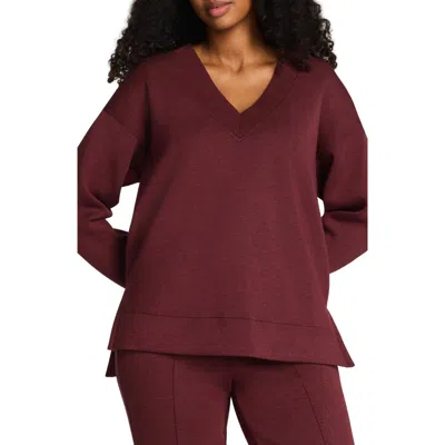 Spanx ® Airessentials® Brushed V-neck Tunic Sweatshirt In Burgundy
