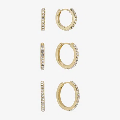 Sparkle Allure Womens Cubic Zirconia 14k Gold Over Brass 15mm Hoop Earrings In Yellow