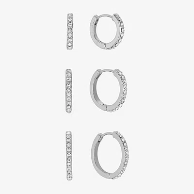 Sparkle Allure Womens Cubic Zirconia 15mm Hoop Earrings In Silver