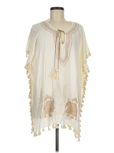 Pre-owned Spartina 449 Short Sleeve Blouse In Ivory