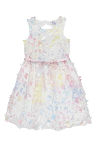 Speechless Kids' 3d Butterfly Sleeveless Dress In White/ Pink Jm