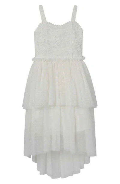 Speechless Kids' Lace & Tiered Tulle Dress In Off White Jm
