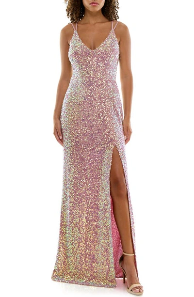 Speechless Sequin Gown In Mauve/ Irridescent