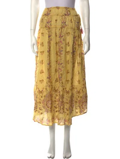 Pre-owned Spell Floral Print Long Skirt In Yellow