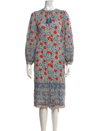 Pre-owned Spell Floral Print Midi Length Dress In Neutrals