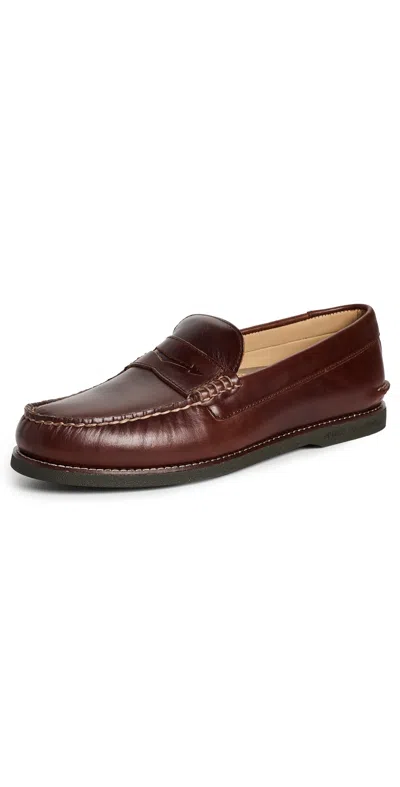 Sperry Gold Cup Cambrige Penny Loafers Sequoia Brown In Animal Print