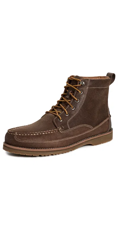 Sperry Mini Lug Moc Toe Leather Boots Seal Brown In Animal Print