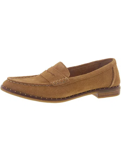 Sperry Seaport Womens Suede Studded Penny Loafers In Brown