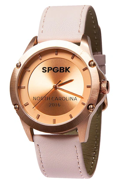 Spgbk Watches Elizabeth Leather Strap Watch, 44mm In Rose Gold