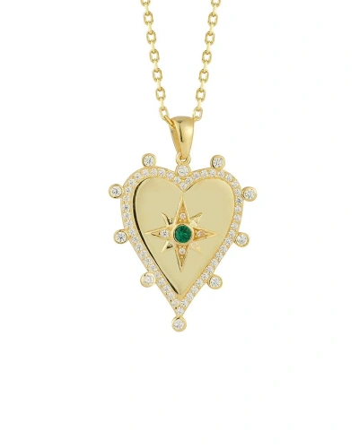 Sphera Milano 14k Over Silver Cz Heart Pendant Necklace In Gold