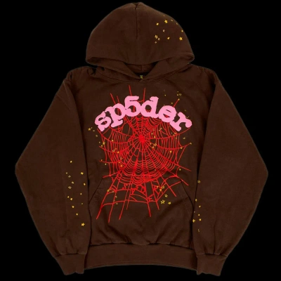 Pre-owned Spider Worldwide Web Hoodie Pink Brown Sp5der Young Thug