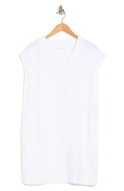 Splendid Evian V-neck T-shirt Dress In White
