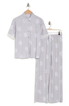 Splendid Floral Short Sleeve Button-up Top & Pants Pajamas In Graphic Floral