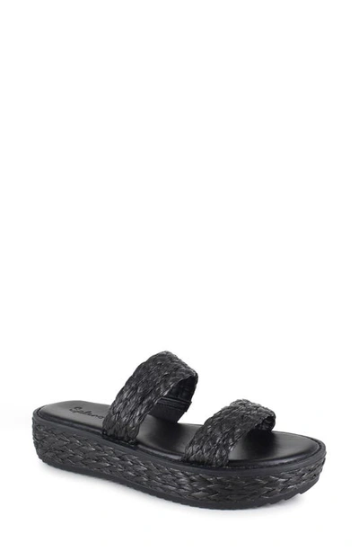 Splendid Gilda Braided Platform Espadrille Flat In Black Raffia