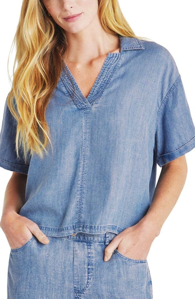 Splendid Kailyn Boxy Chambray Top In Blue