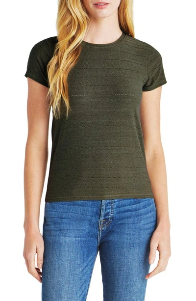 Splendid Palmer Pointelle Stripe T-shirt In Olive