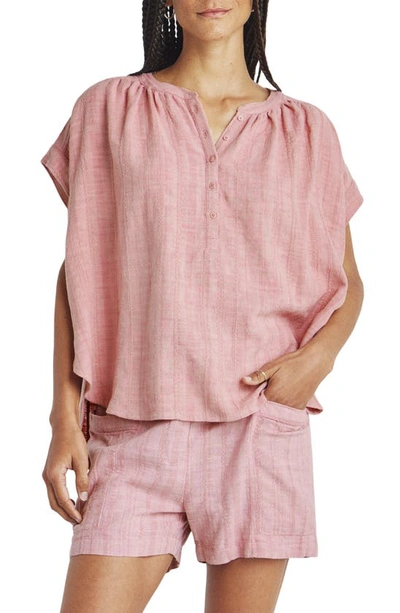 Splendid Priya Button-up Linen Blend Top In Lotus Stripe