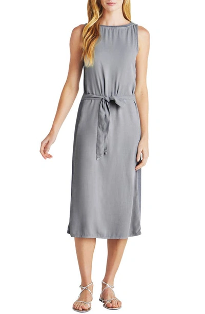 Splendid Tommie Sleeveless Side Rib Midi Dress In Grey Mist