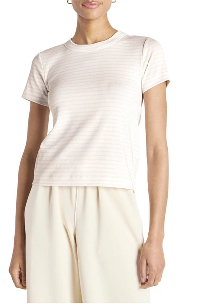 Splendid X Cella Jane Stripe T-shirt In White/ Lite Taupe