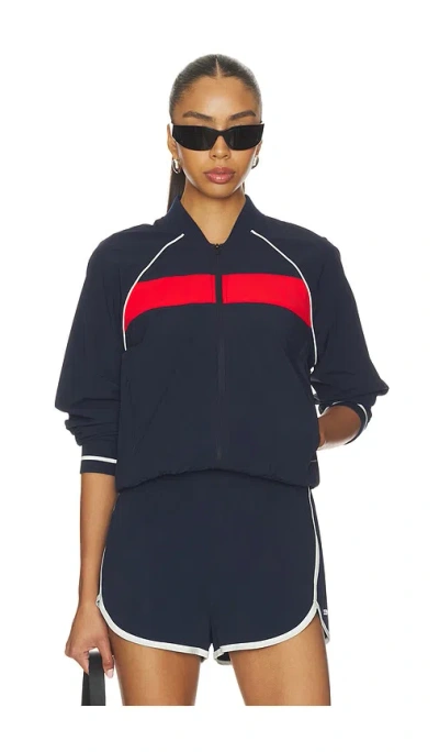 Splits59 Maci Woven Nylon Jacket In Indigo & Lotus Red