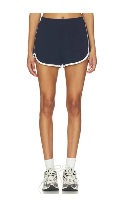 Splits59 Megan Woven Nylon Run Short In Indigo & Creme