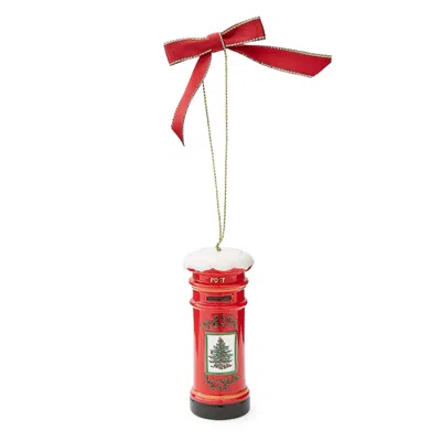 Spode Christmas Tree British Post Box Ornament In Red