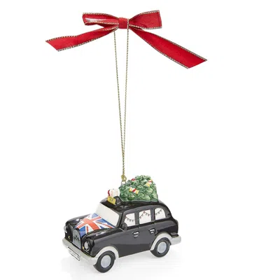 Spode Christmas Tree British Taxi Ornament In Black