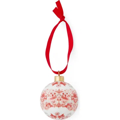 Spode Morris & Co Bauble, Strawberry Thief Madder In Red