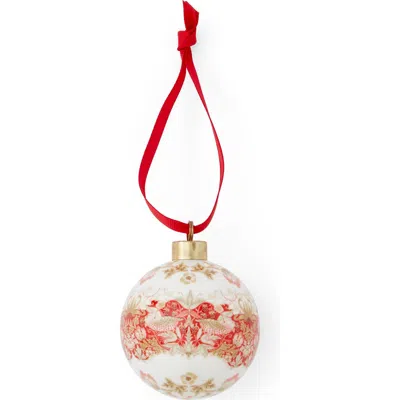 Spode Morris & Co Bauble, Strawberry Thief Red In Multi