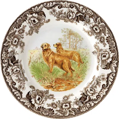 Spode Woodland Hunting Dogs 8" Salad Plate In Brown