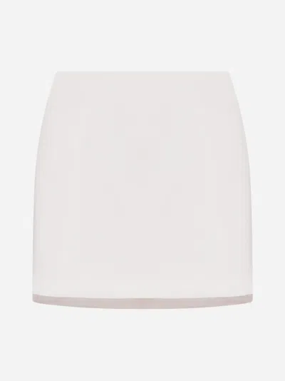 Sportmax Adelchi Double Layer Silk Miniskirt In White,blush