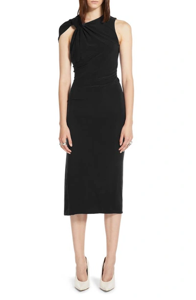 Sportmax Knot Detail Sleeveless Jersey Midi Dress In Black