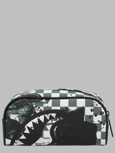 Sprayground Painted-over Check Mini Clutch For Boys In Grey