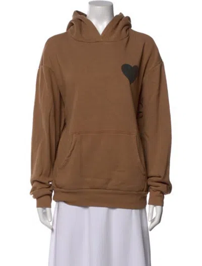 Pre-owned Sprwmn Graphic Print Crew Neck Hoodie In Brown