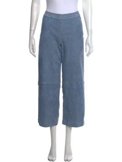 Pre-owned Sprwmn Lamb Leather Wide Leg Pants In Blue