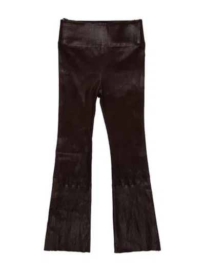 Pre-owned Sprwmn Leather Flared Pants In Brown