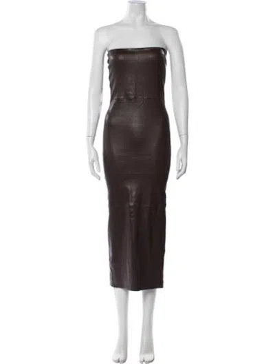 Pre-owned Sprwmn Leather Midi Length Dress In Brown