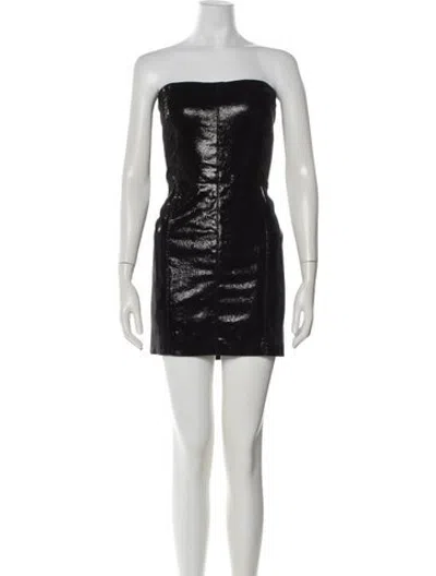 Pre-owned Sprwmn Leather Mini Dress In Black/metallic
