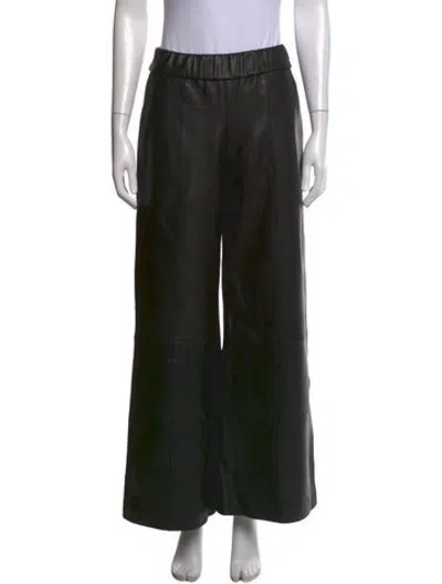 Pre-owned Sprwmn Leather Wide Leg Pants In Black