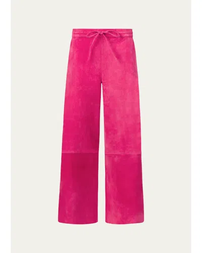 Sprwmn Suede Flare Pants In Pink