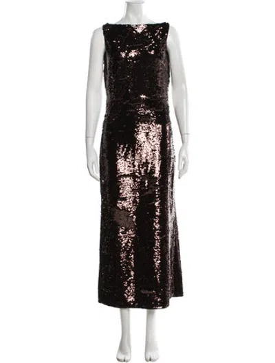 Pre-owned Srg Patterned Long Dress In Brown