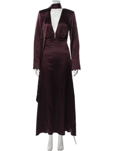 Pre-owned Srg Silk Long Dress In Burgundy