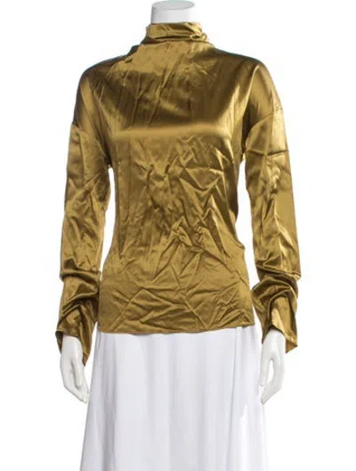 Pre-owned Srg Silk Turtleneck Top In Yellow