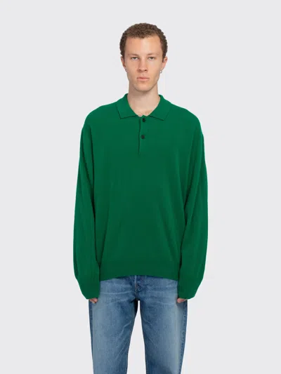 Ssstein Pure Cashmere Knit Polo Long Sleeve In Green