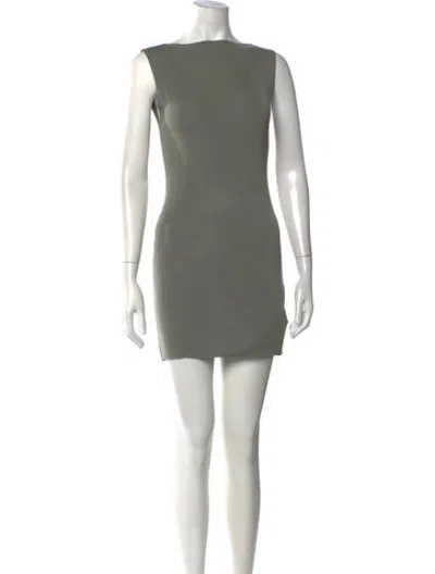 Pre-owned St Agni Bateau Neckline Mini Dress In Green